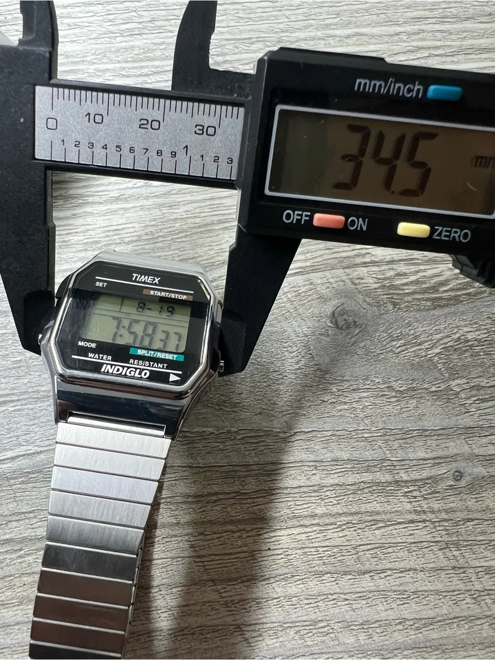 Timex Silver Digital Indiglo Watch with Green Display